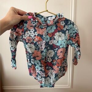 angel dear baby floral long sleeve bodysuit romper
